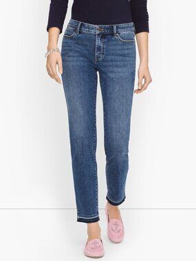 Talbots Slim Ankle Jean With Dropped Hem Mid Rise Stretch Denim Classic Size 6